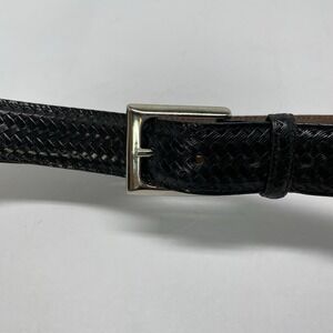TORINO  Men's Black Embossed Italian Calfskin Leather Belt Buckle Size 38